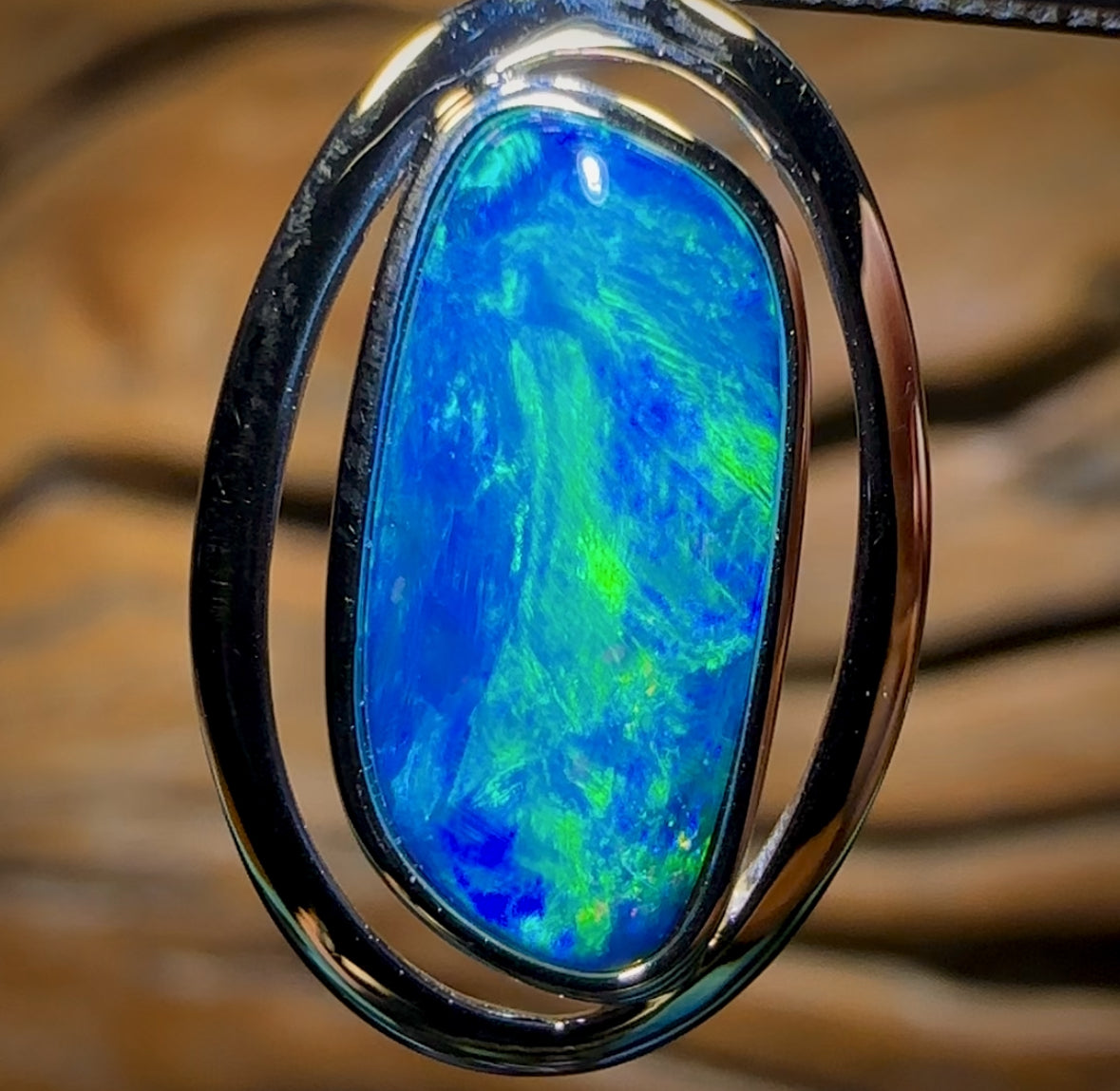 14k White Gold - Queensland Boulder Opal Doublet Pendant