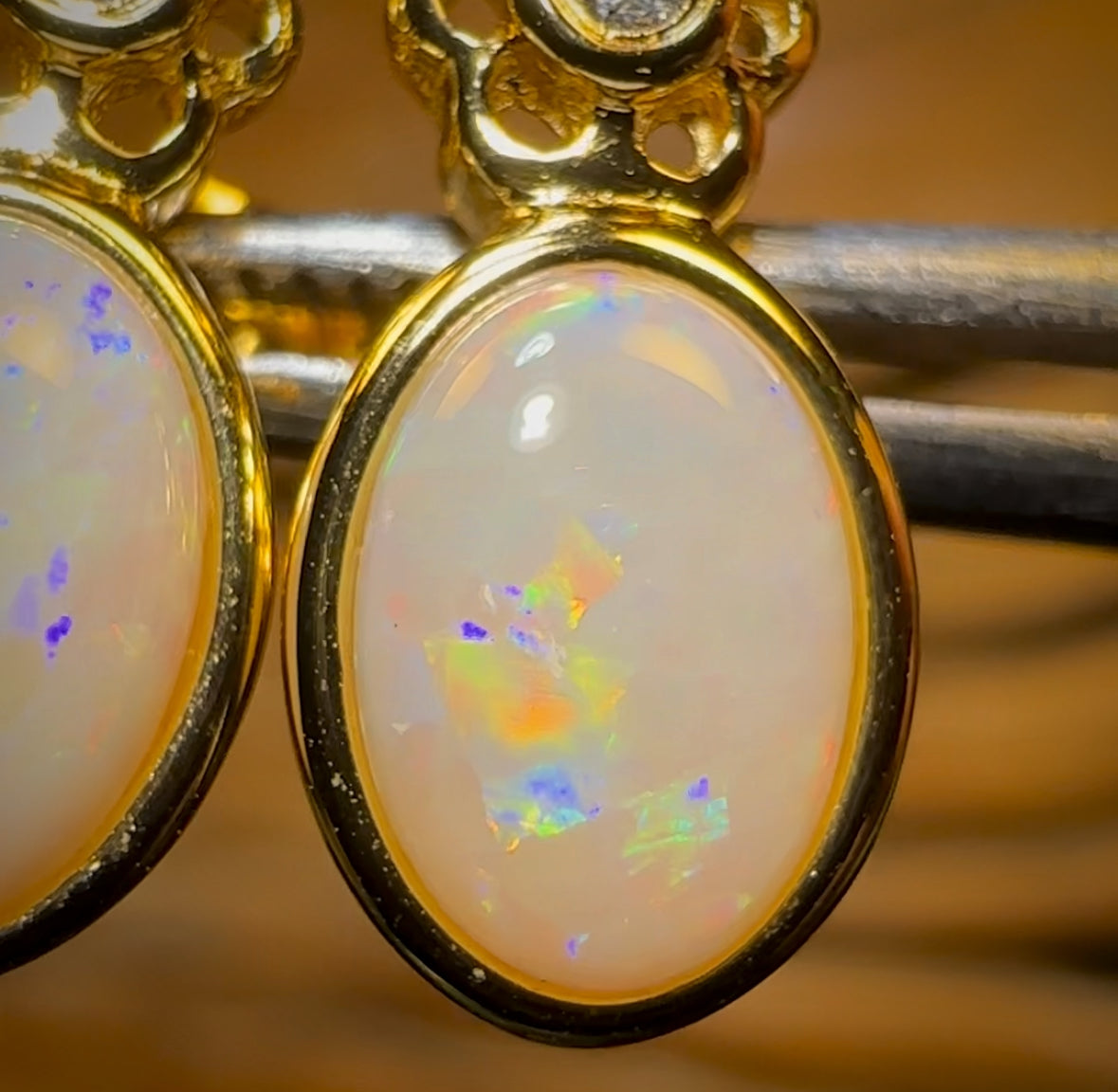 Sterling Silver - South Australian White Opal Stud Earrings