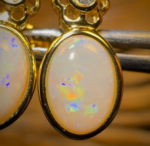 Sterling Silver - South Australian White Opal Stud Earrings