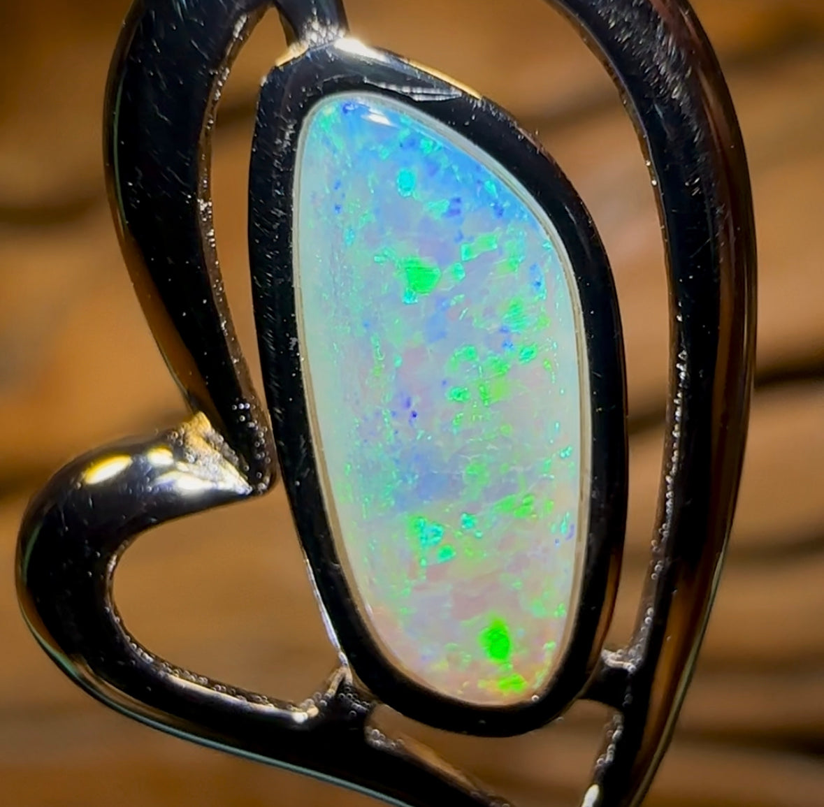 Sterling Silver - Solid South Australian Crystal Opal Pendant - Opal Whisperers