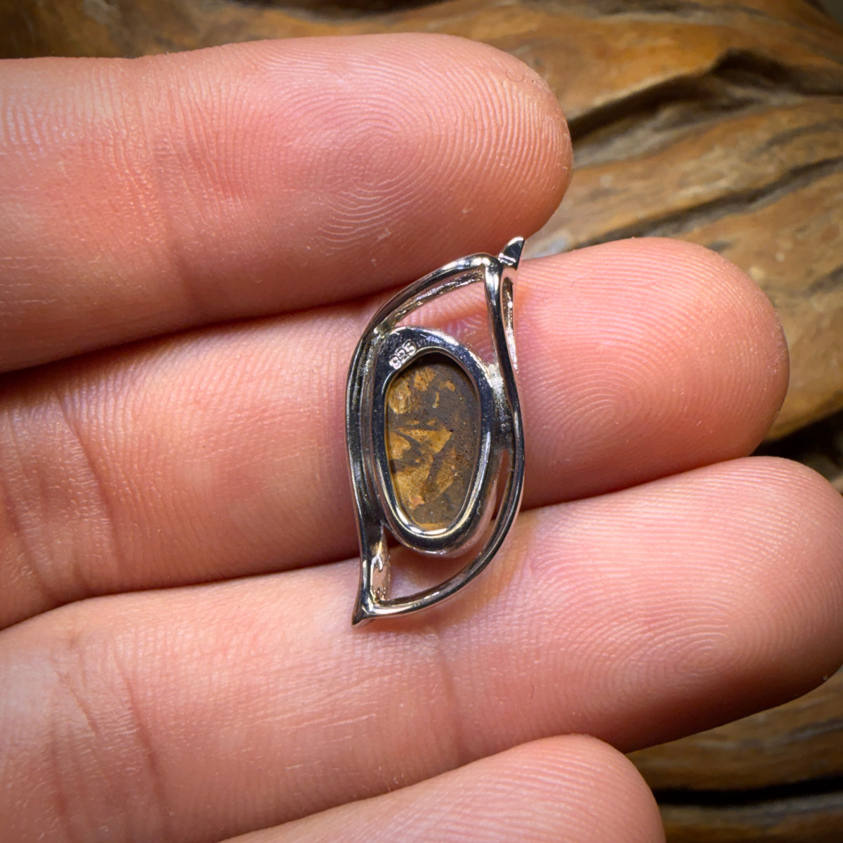 Sterling Silver - Red Sunset Australian Boulder Opal Doublet Pendant