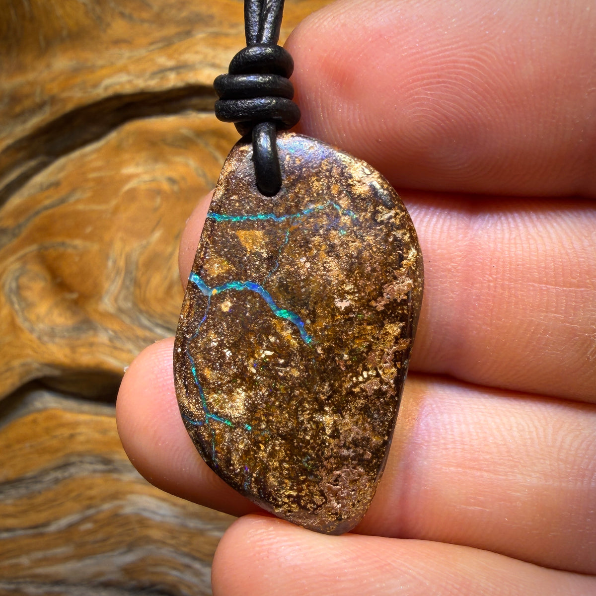 33 x 19mm - Drilled Australian Boulder Opal Necklace