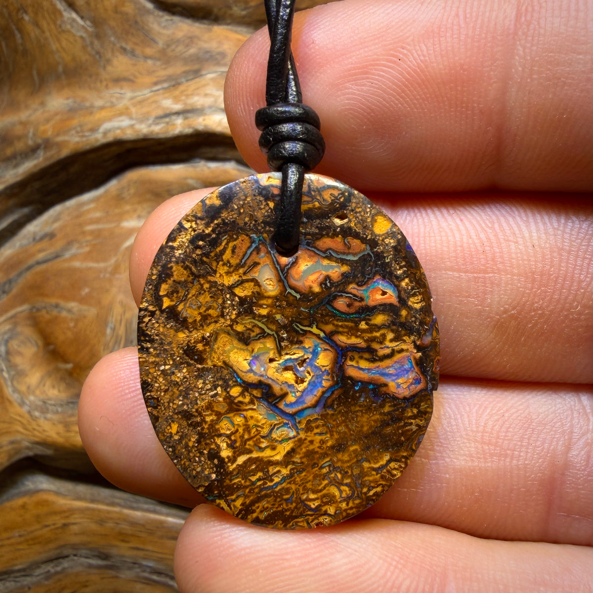 31 x 26mm - Top Tribal Drilled Picture Stone  Queensland Boulder Opal Necklace
