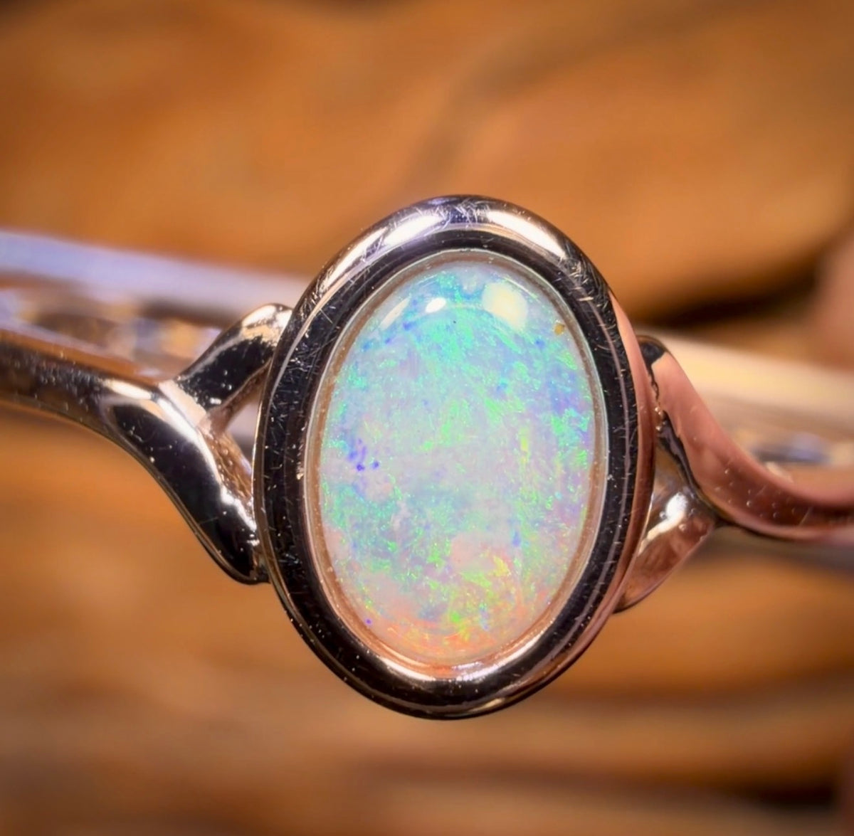 Bague en argent sterling avec opale de cristal d'Australie du Sud