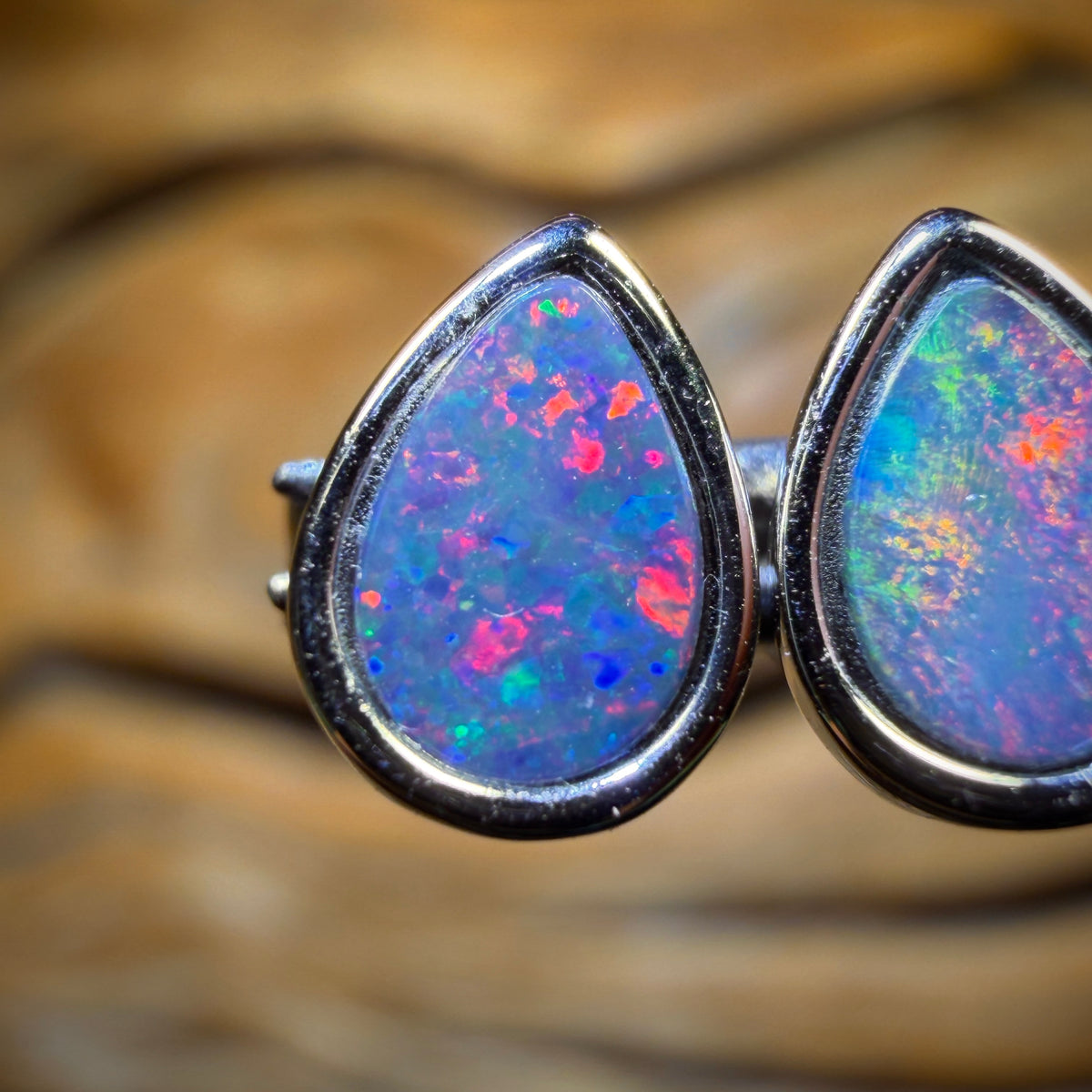 Sterling Silver - Australian Boulder Opal Doublet Stud Earrings