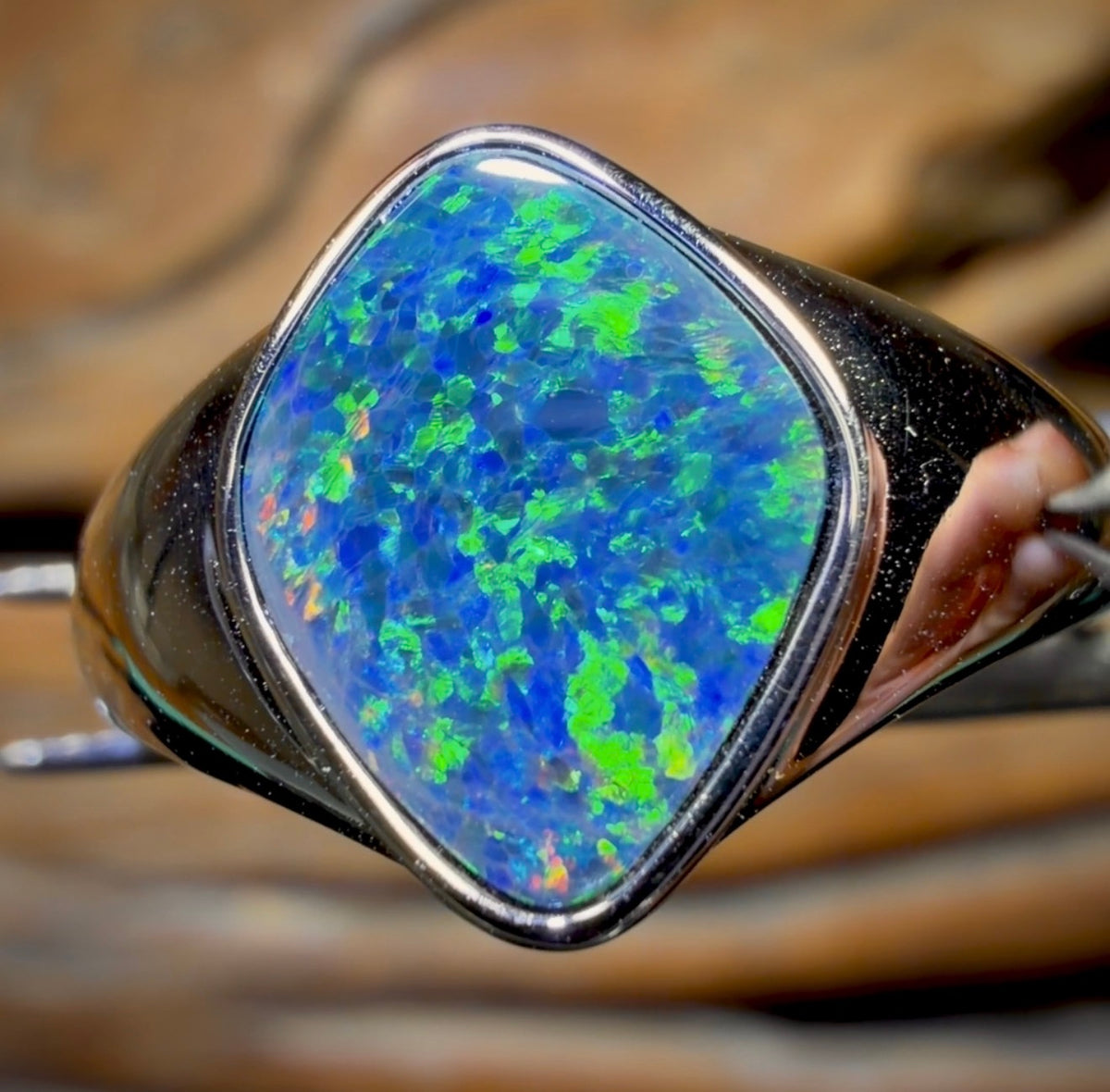 14k White Gold - Queensland Boulder UNISEX Opal Doublet Ring
