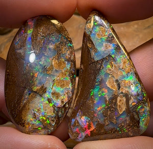 Auction Fall-Through = Your Gain! 🔥 117.5cts - Rare Australian Boulder Wood Fossil Opal Split Pair Bid for One Bid For Both