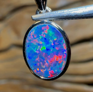 14k White Gold - Queensland Boulder Doublet Opal Pendant - Opal Whisperers