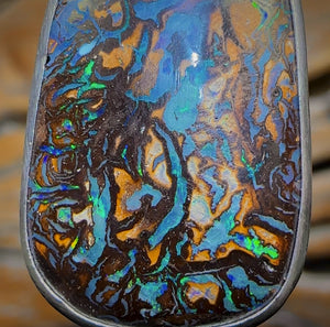 Tribal Daddy Sterling Silver - Solid Tribal Boulder Opal UNISEX Pendant