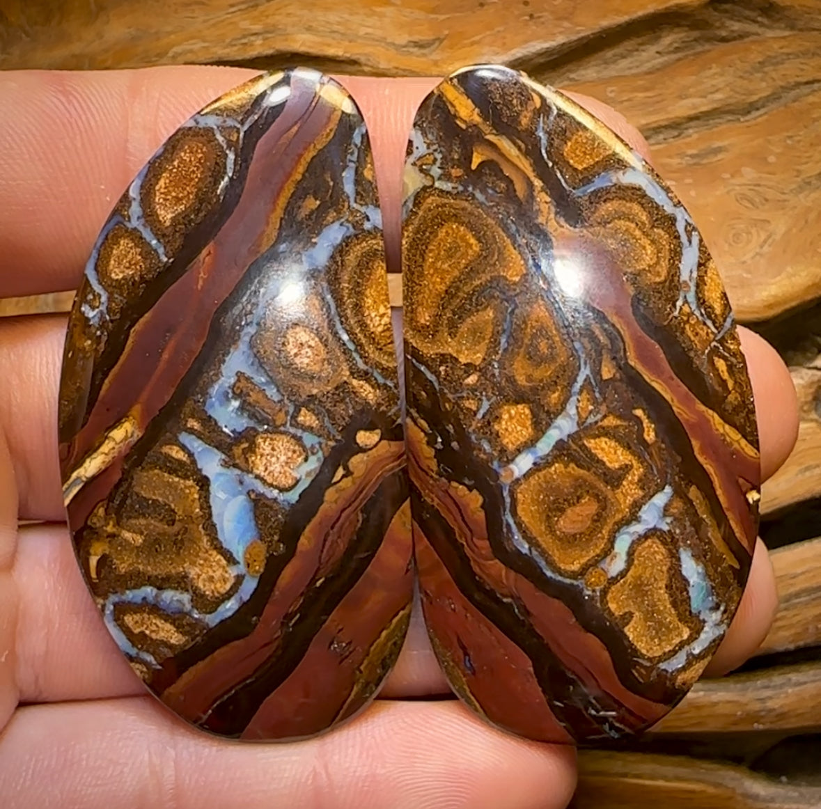 145.3cts - Queensland Boulder Opal Pair. Double Sided Picture Stones