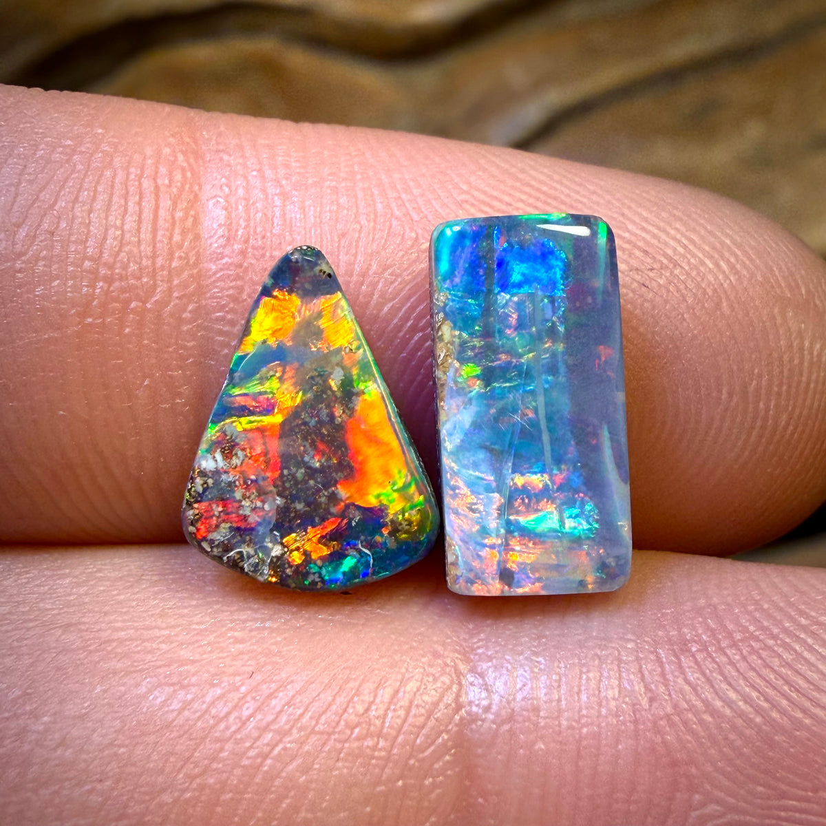5.95cts - Top Australian Boulder Seam Opal Pair