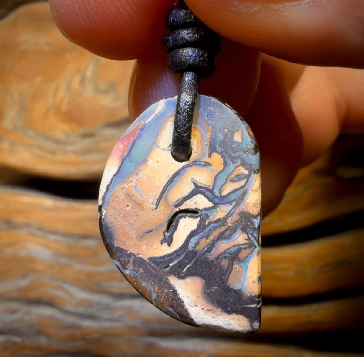 23 x 16mm - Drilled Tribal Queensland Boulder Opal Necklace