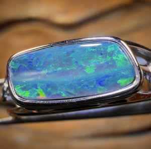 Sterling Silver - Queensland Boulder Opal “Landscape” Doublet Ring Unisex