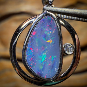 Sterling Silver - Australian Boulder Opal Doublet Pendant