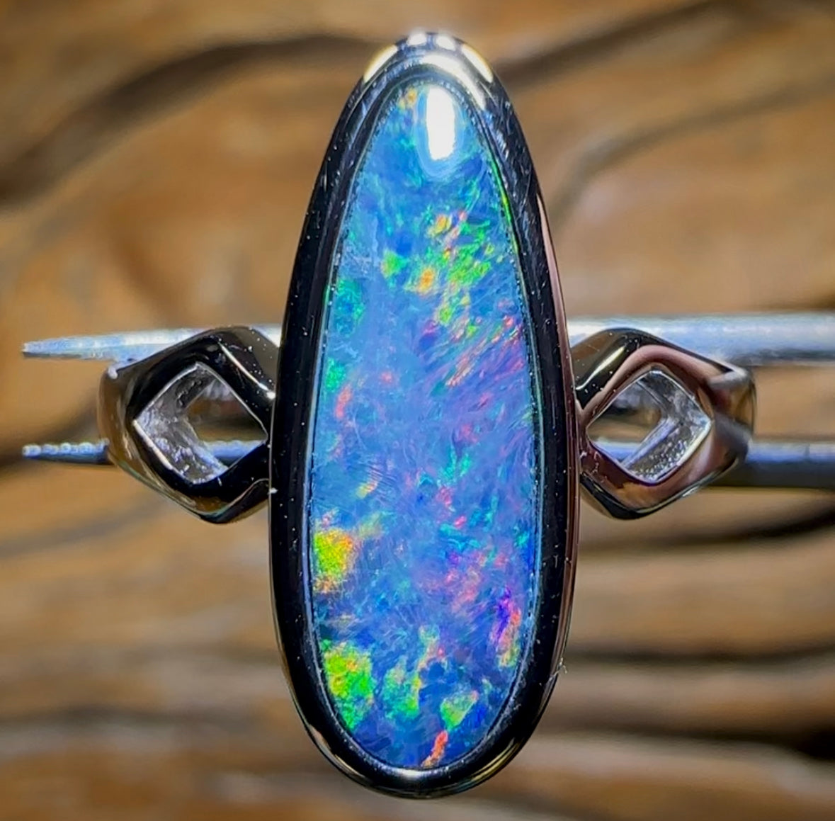Sterling Silver - Queensland Boulder Opal Doublet Ring - Opal Whisperers