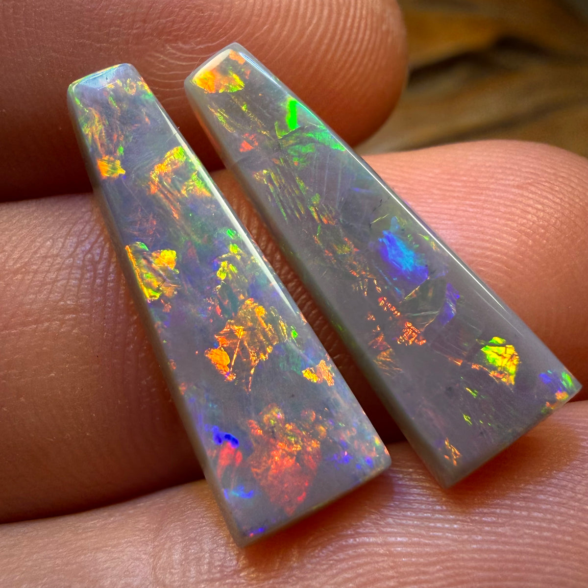 7.7cts - Top South Australian Dark Opal Pair from Mintabie