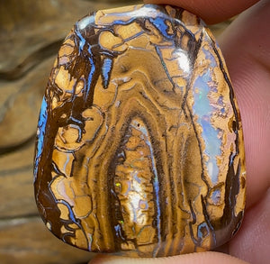 91cts - Double Sided Australian Boulder Opal Tribal Cave Pattern - Opal Whisperers