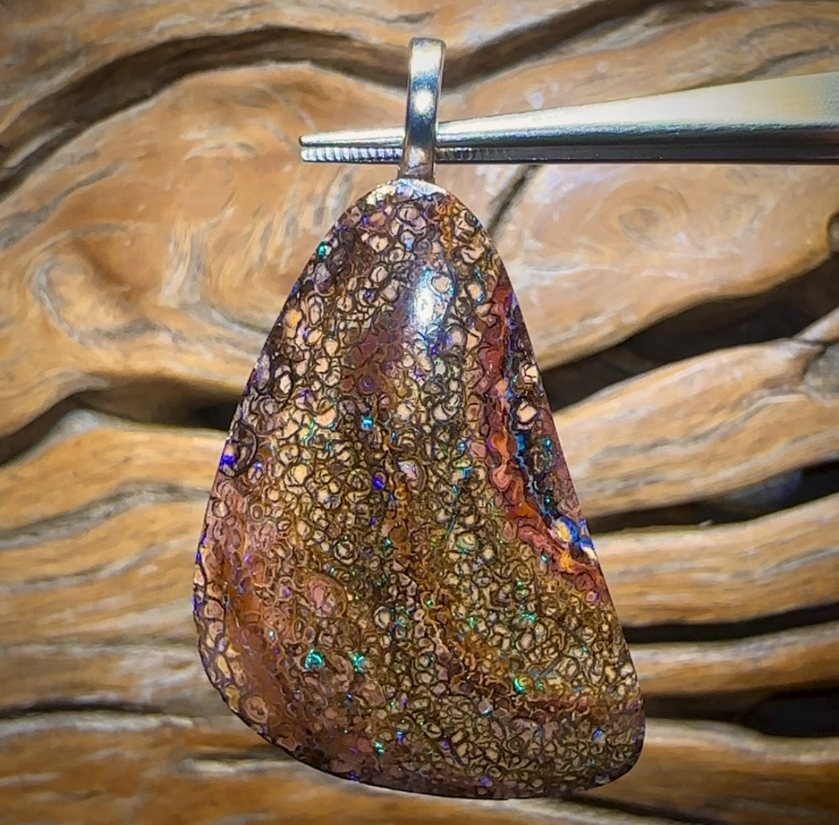 Solid Large Tribal Queensland Boulder Opal Pendant