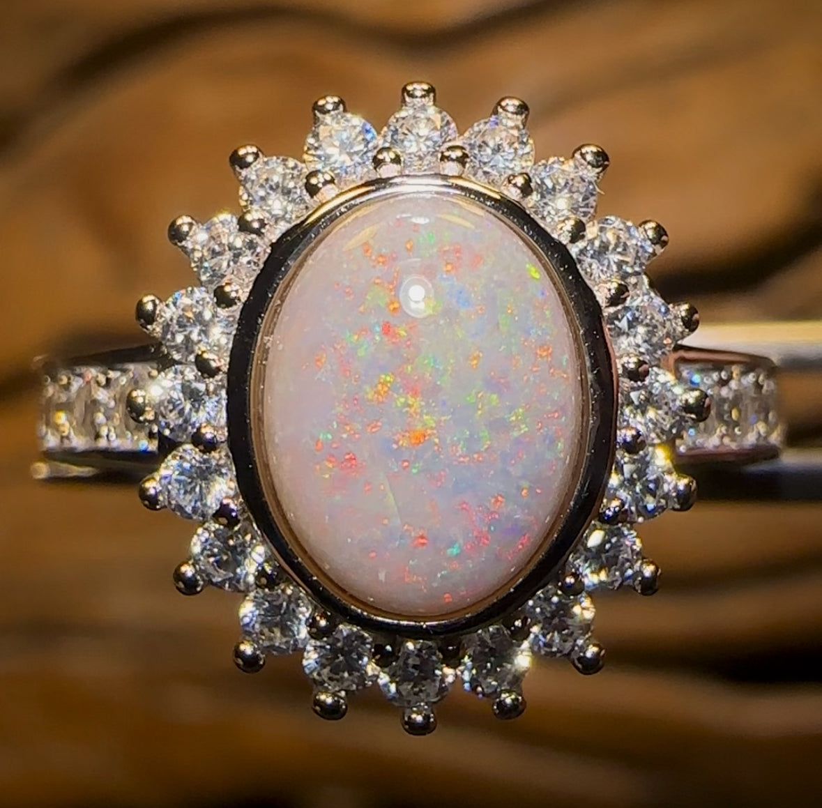 Sterling Silver - South Australian White Opal Ring
