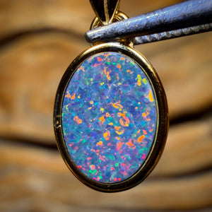 Wild Card! Sterling Silver Gold Plated - Queensland Boulder Opal Doublet Pendant