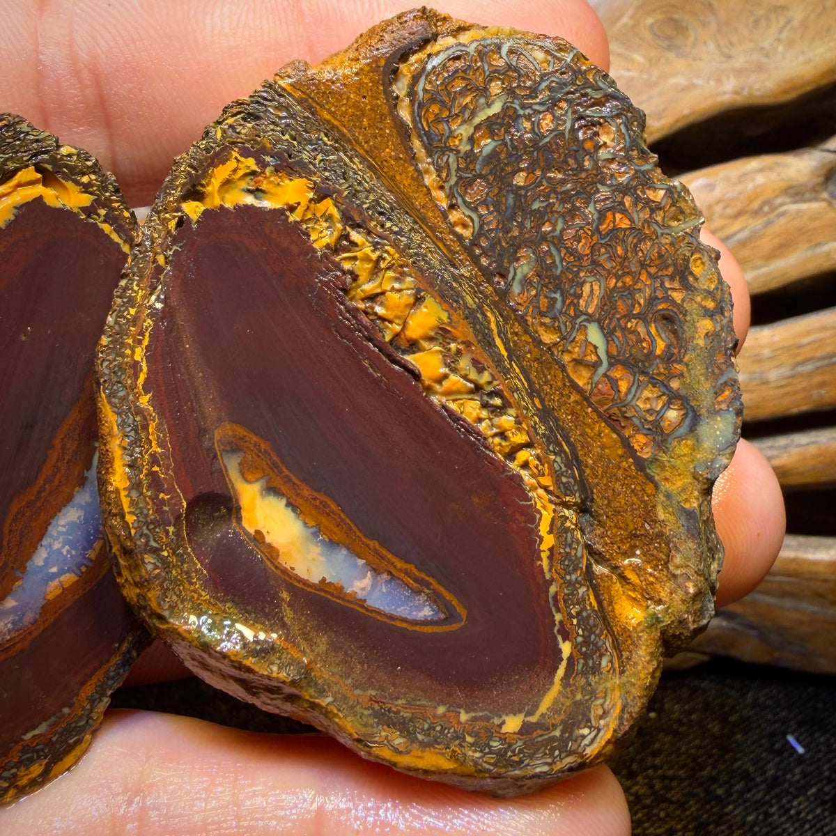 428cts - RARE Yowah Nut Crystal Centre Rough Specimen Pair