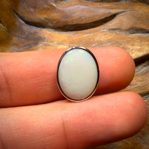 Sterling Silver - Solid South Australian White Opal Pendant Half Price Bargain