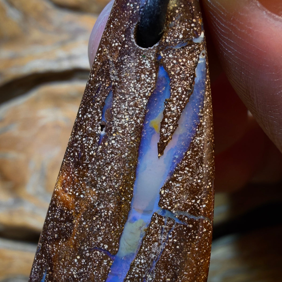 45 x 18mm - Drilled Queensland Boulder Seam Opal Necklace