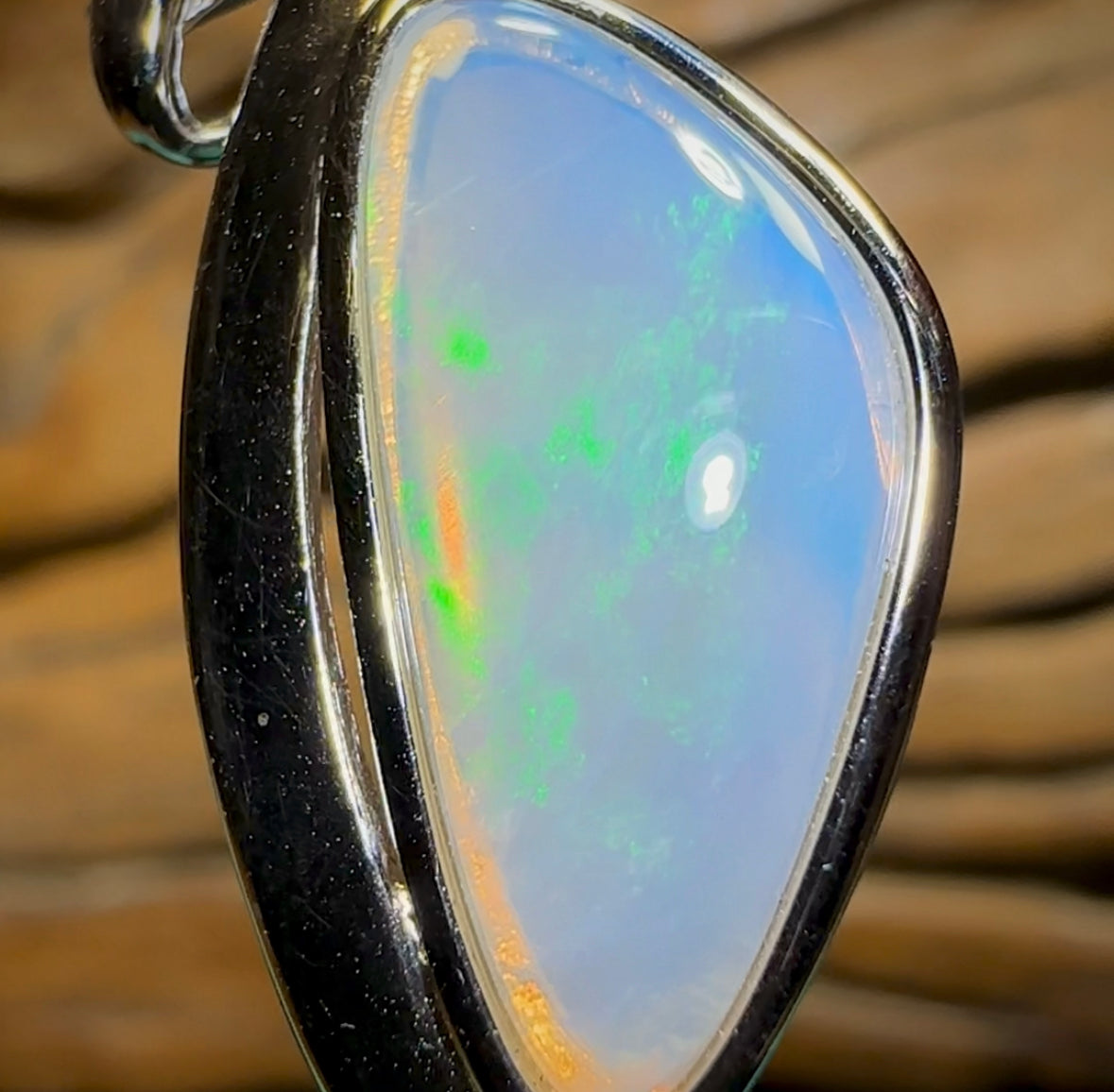 Sterling Silver - Solid South Australian Crystal Opal Pendant - Opal Whisperers