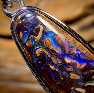 Sterling Silver - Solid Australian Boulder Opal Bracelet