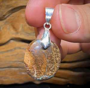 Sterling Silver - Australian Boulder Opal Drilled Pendant - Opal Whisperers