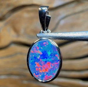 14k White Gold - Queensland Boulder Doublet Opal Pendant - Opal Whisperers