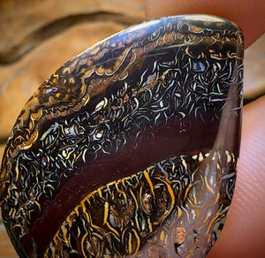 72.2cts - “Black Forrest” Top Tribal Pattern Queensland Boulder Opal Picture Stone from Koroit