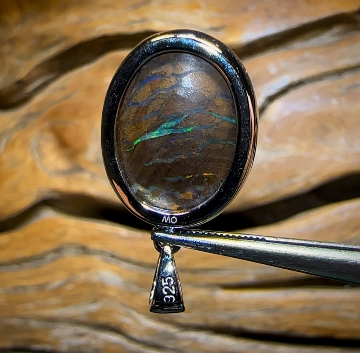 Sterling Silver - Solid Australian Boulder Opal UNISEX Pendant