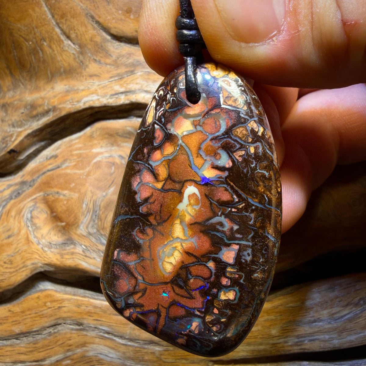 51 x 33mm - Drilled Tribal Queensland Boulder Opal Necklace