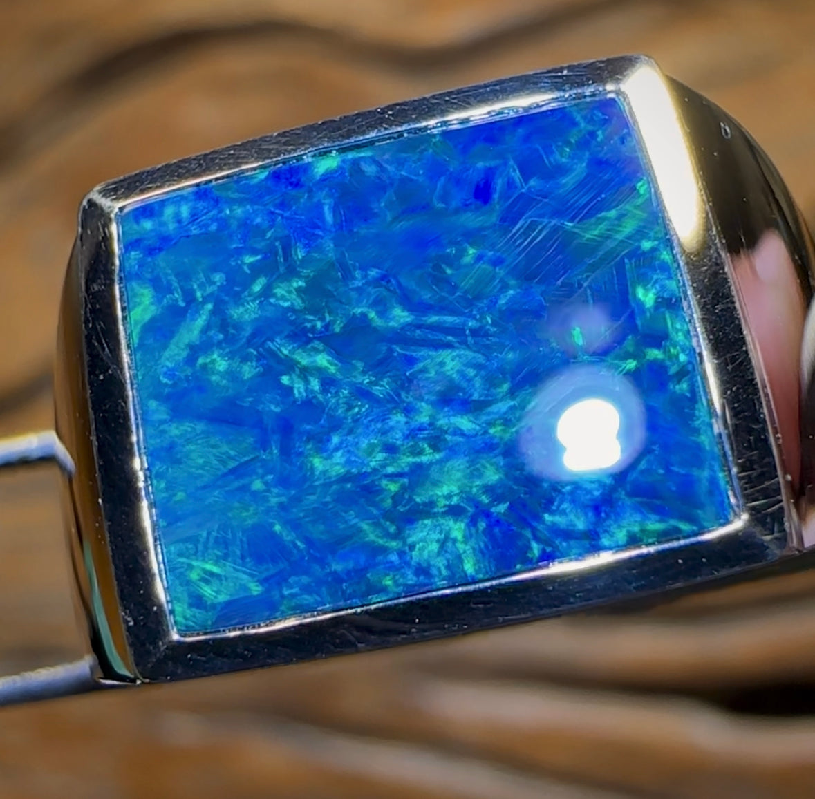 14k White Gold - Queensland Boulder Opal Doublet Ring - Opal Whisperers