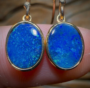 9k Gold - Australian Boulder Opal Doublet Hook Earrings. Old Gold Price