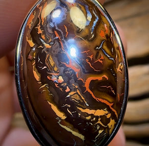 MUMMY DADDY Sterling Silver - Solid Queensland Boulder Opal Ring and Pendant Set