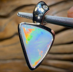 Sterling Silver - Solid South Australian Crystal Opal Pendant - Opal Whisperers