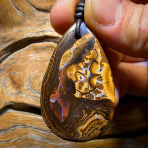 52 x 32mm - Drilled Tribal Queensland Boulder Opal Necklace