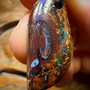 Bargain Card ! 31 x 14mm - Drilled Tribal Queensland Boulder Opal Necklace
