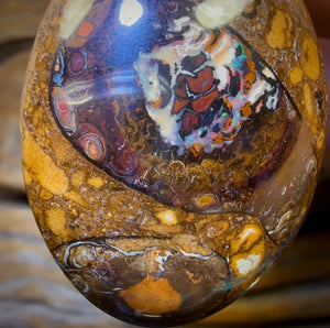 37 x 28mm - Drilled Boulder Opal Pendant w/ Eco Friendly Vegan Cord