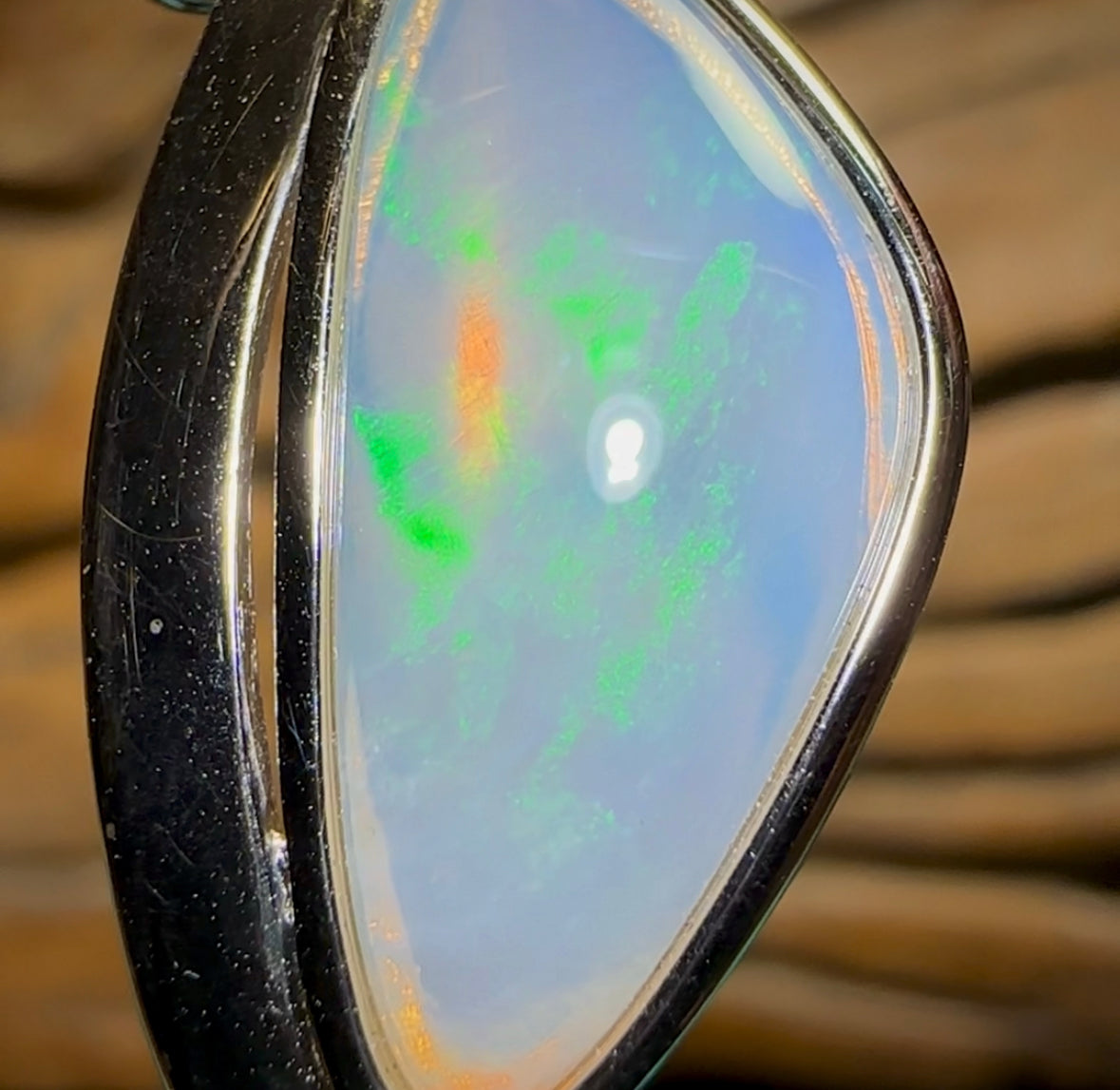 Sterling Silver - Solid South Australian Crystal Opal Pendant - Opal Whisperers