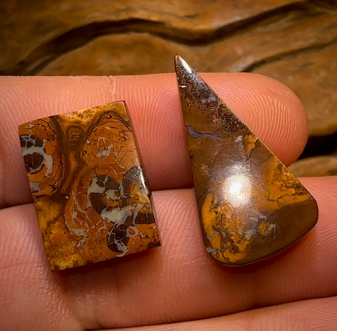 25.6cts - Cool Pattern Queensland Boulder Opal Set