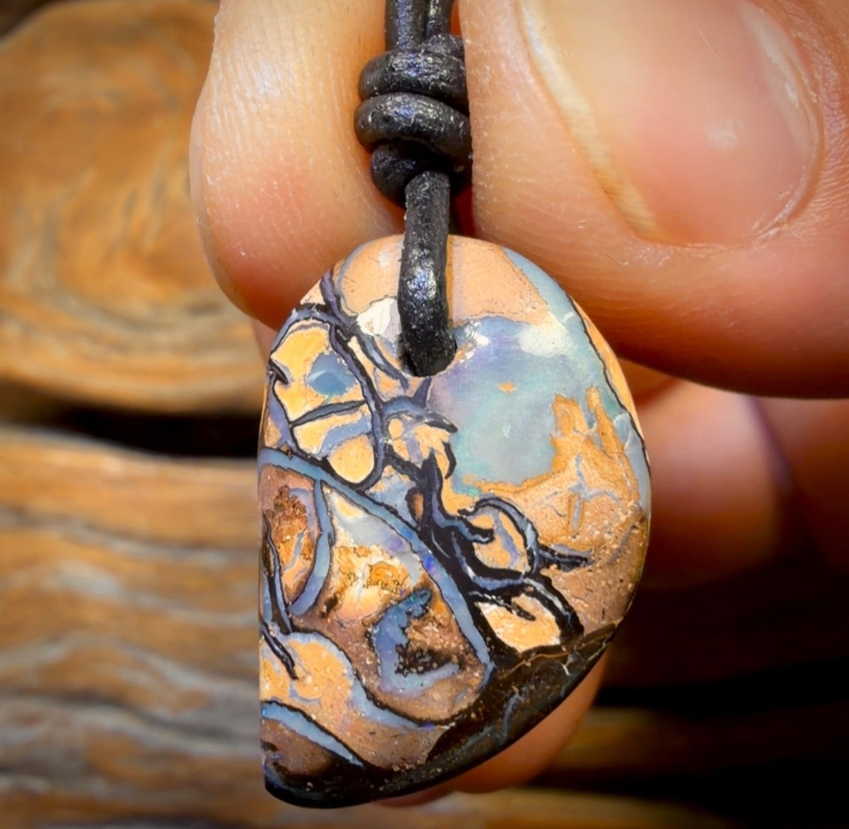 23 x 16mm - Drilled Tribal Queensland Boulder Opal Necklace