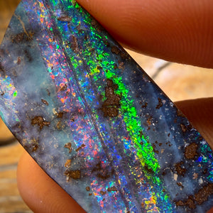 Bargain Card! 49.3cts - “Jet Stream” Large Australian Boulder Seam Opal. Electric Red Multi