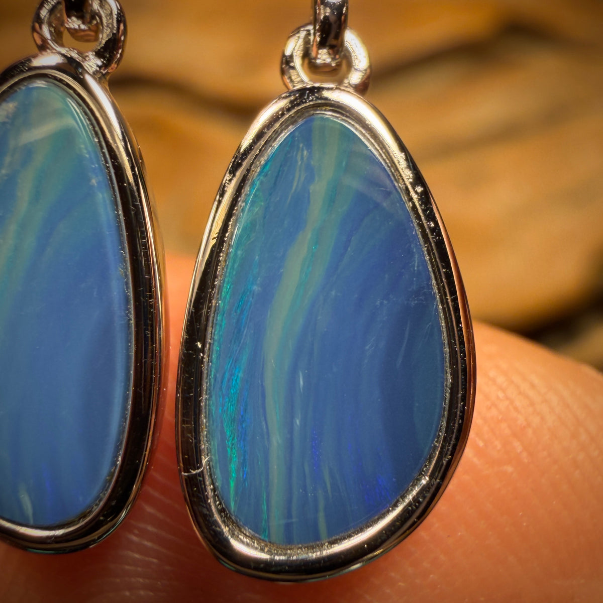 Early Wild Card! Sterling Silver - Australian Boulder Opal Doublet Drop Stud Earrings