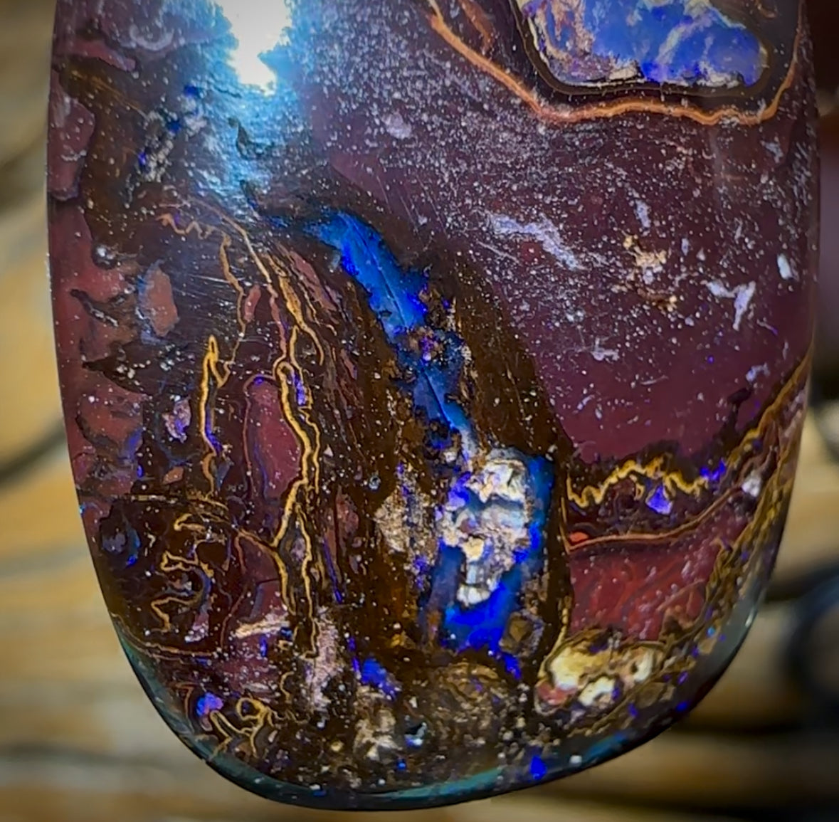 31 x 23mm - Drilled Australian Boulder Opal Necklace