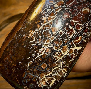 70 x 32mm - BIG Drilled Boulder Opal Pendant w/ Eco Friendly Vegan Cord Awesome Black Tribal