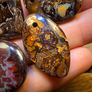 🔒154.2cts - 5x Drilled Tribal Queensland Boulder Opals. BARGAIN Wholesale Parcel