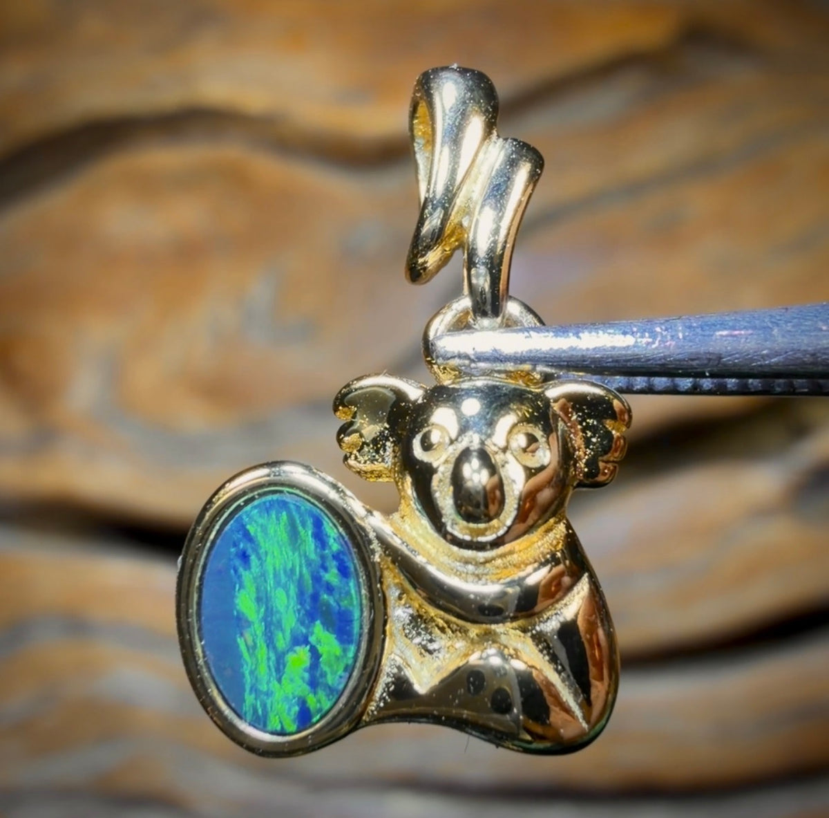 Sterling Silver Gold Plated - Australian Boulder Opal Doublet Pendant Bargain